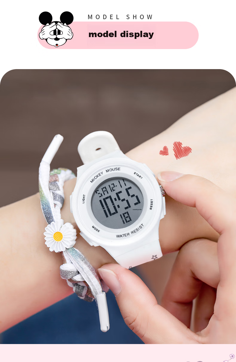 Disney Mickey Collaboration 2026 New Sports Digital Watch Youth High School Student Exam Waterproof Kids Watch 9