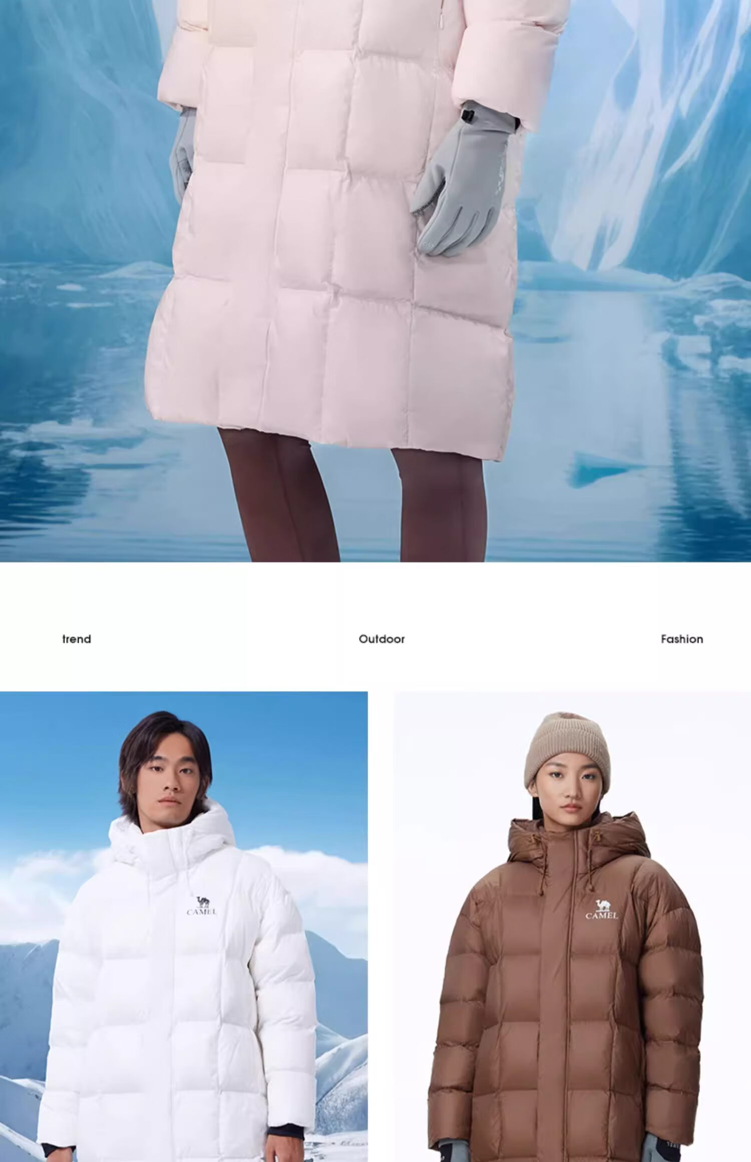 CAMEL [Wang Junkai's Style] Mid-Length down Jacket for Men And Women, Graphene Warm Coat W34CR07614 25