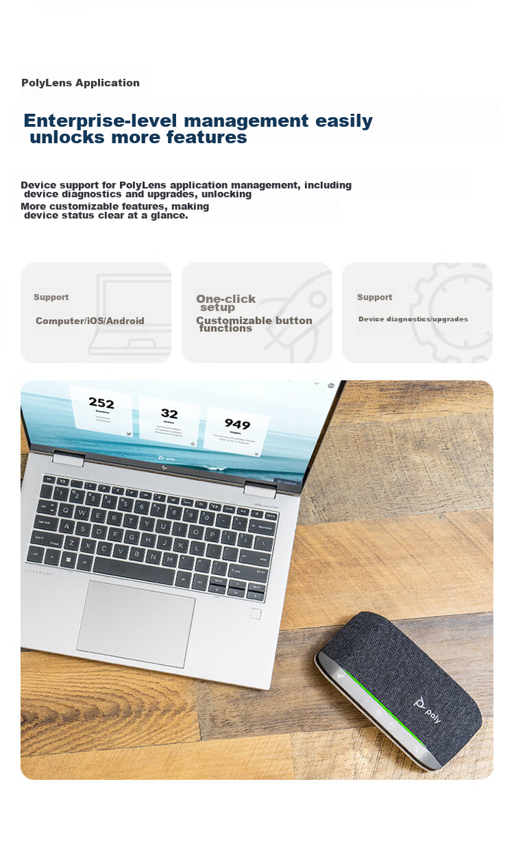 PLANTRONICS Poly SY20 Video Conference Omnidirectional Microphone, Bluetooth Speaker (Suitable for about 20 Square Meter Meeting Rooms), Tencent Meeting Certified 9