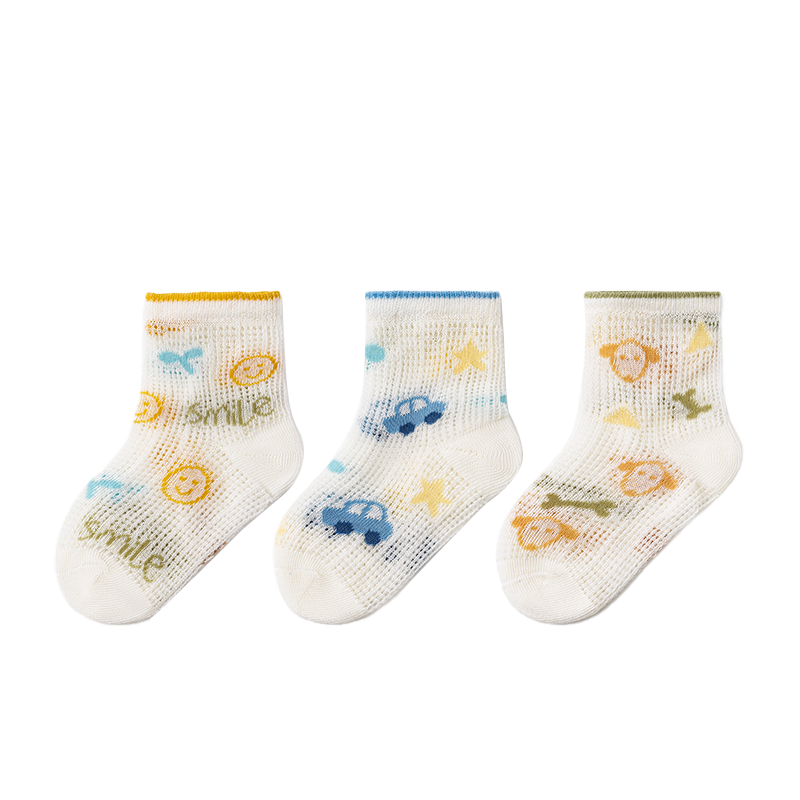 Niduoxiong Children's Socks, Summer Baby Mesh Socks, Loose-Top Thin Cotton Socks for Boys, Newborn Socks for Kids