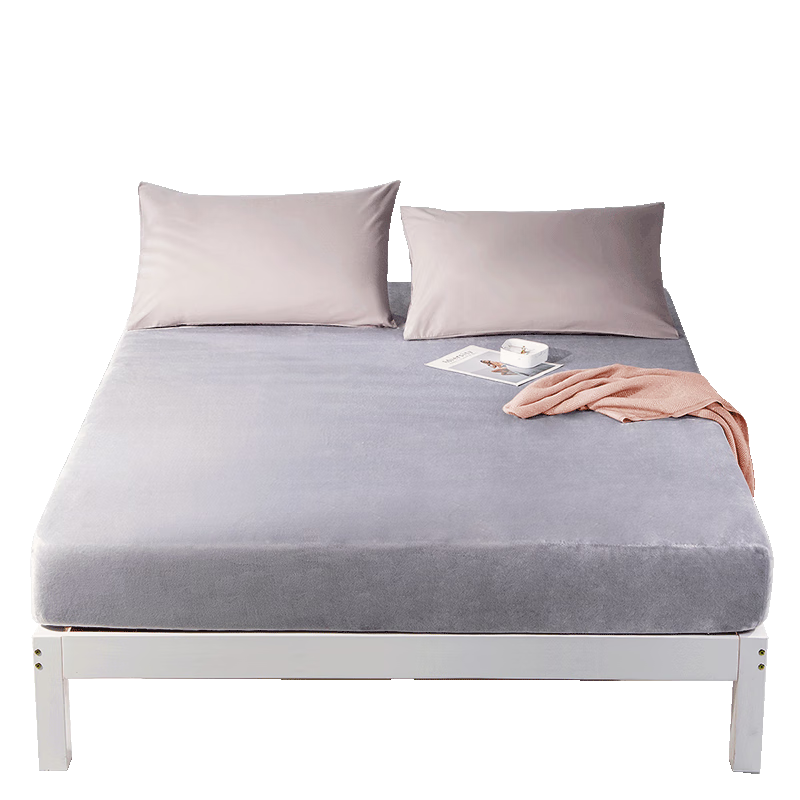 Fuanna Flannel Thickened Fitted Sheet Anti-Static Warm Single Bed Cover Double Extra Large 1.8m Bed (180*200cm)