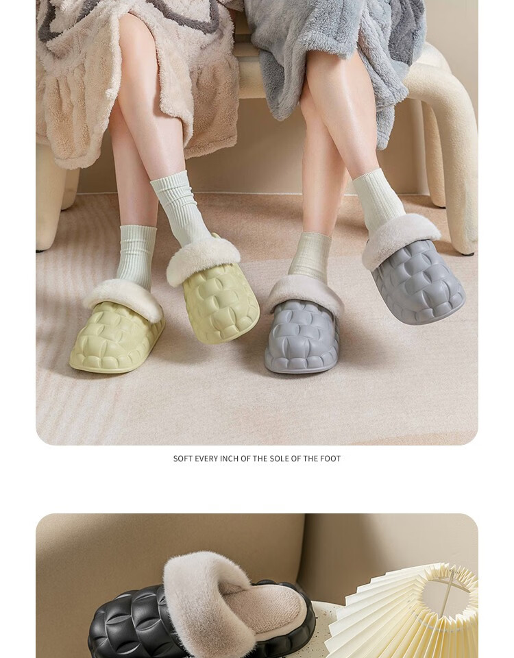 IQGD Women's Fleece-Lined Cotton Slippers, Warm Half-Toe Couple Non-Slip Indoor Home Bedroom, Astronaut White Size 40-41 17