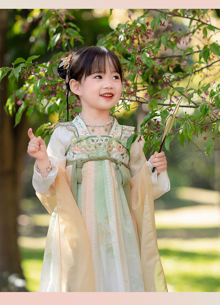Menghu Qinglai Girls' Spring And Autumn Ancient Style Ethereal Ru Skirt, Oriental Minimalist Luxury Style, Light Green (Without Waist Chain), Size 100 16