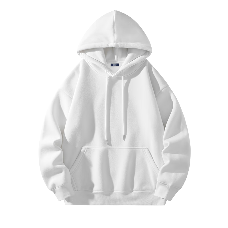 Mianzhi Men's Hoodie, Hong Kong Style Trendy Simple Hooded Jacket, Loose Versatile Fleece-Lined Solid Color Base Layer