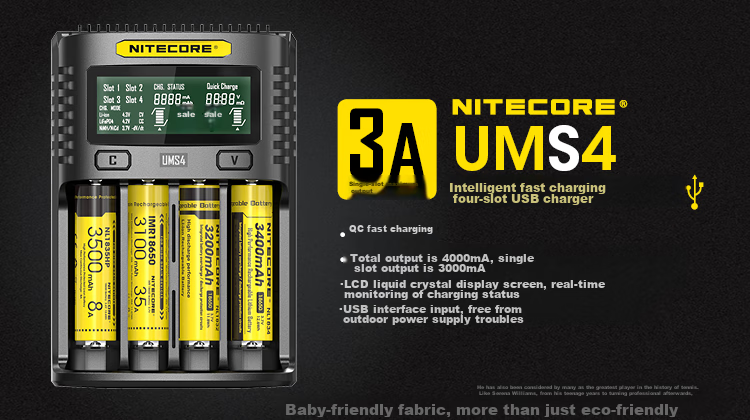 NITECORE UMS4 Smart 4-Slot Charger, 21700 Lithium Battery Repair And Activation, 18650 Battery Charger 1
