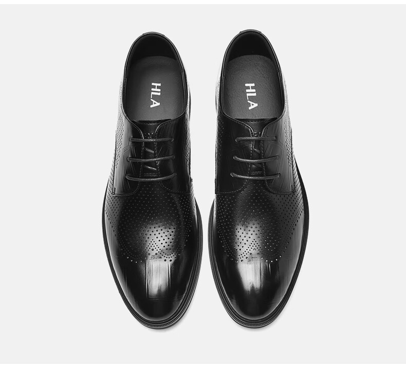 HLA Men's Leather Shoes, Business Formal Dress Shoes, Genuine Leather Footwear, HAAPXM2FAV172, Black, Size 44 43