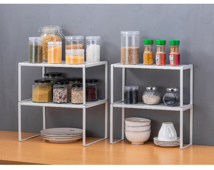 Ourunzhe Kitchen Storage Rack, Extendable Shelf 34-60cm, Cabinet Organizer, Stackable, Small Size in Off-White Color 14