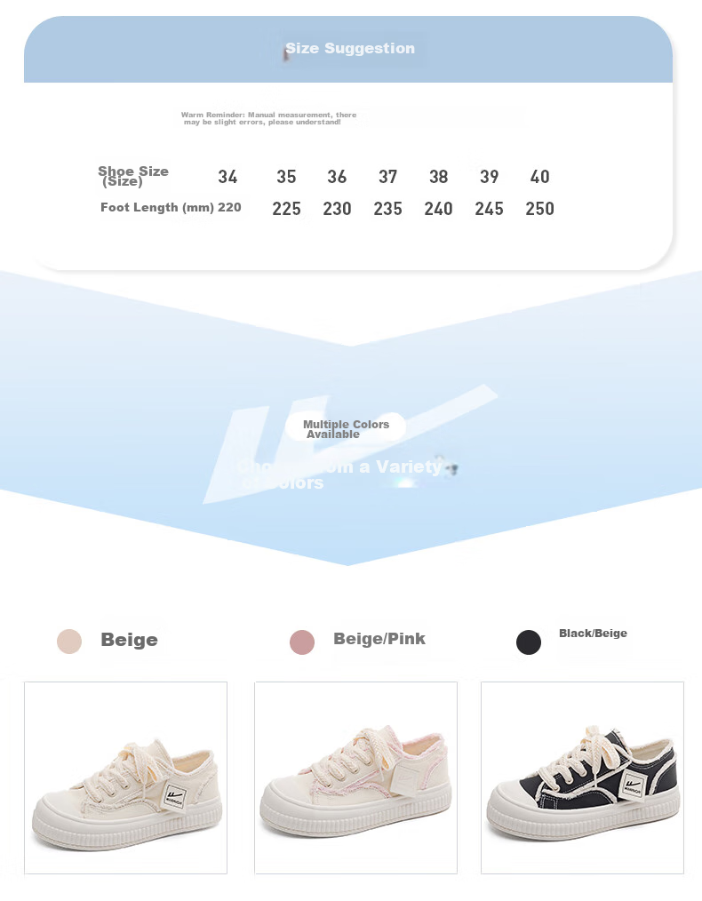 Huili Women's Canvas Shoes, Versatile Wheat Spike Casual Shoes, Student Sports White Sneakers, F249BR, Black/beige, Size 40 6