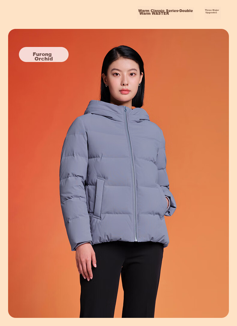Tanboer Women's Short down Jacket, Autumn And Winter Hooded Loose Warm Coat, Thick TD236356, Zhiban Purple, Size 170 24