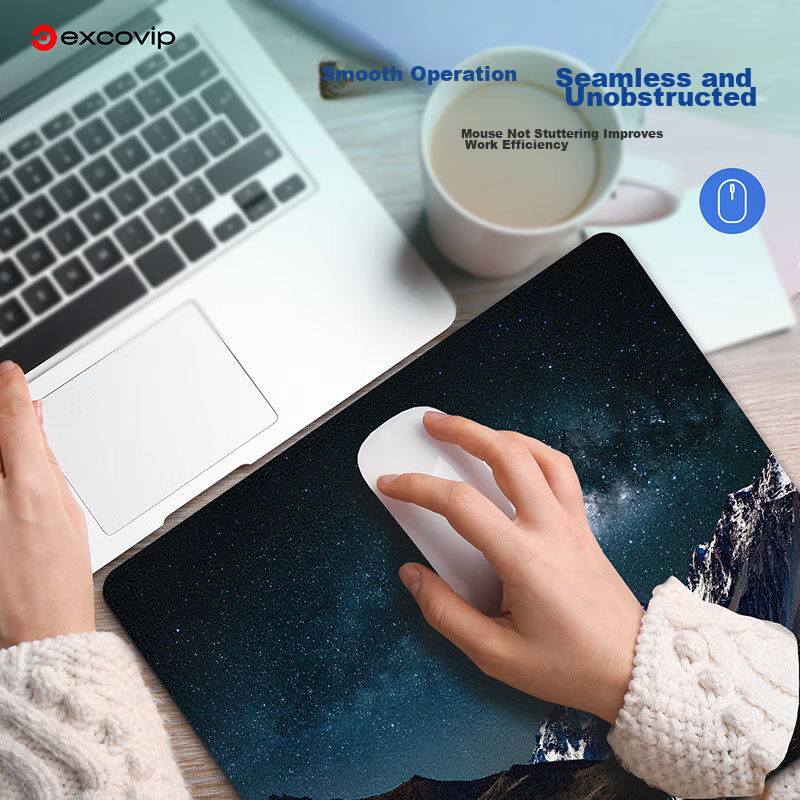 EXCO Glass Mouse Pad, E-Sports Gaming Professional Photovoltaic Mouse Pad, Hard Keyboard Desk Pad, Computer Office Laptop Large Size Mat 300*260mm, Snow Mountain Starry Sky 0161 9