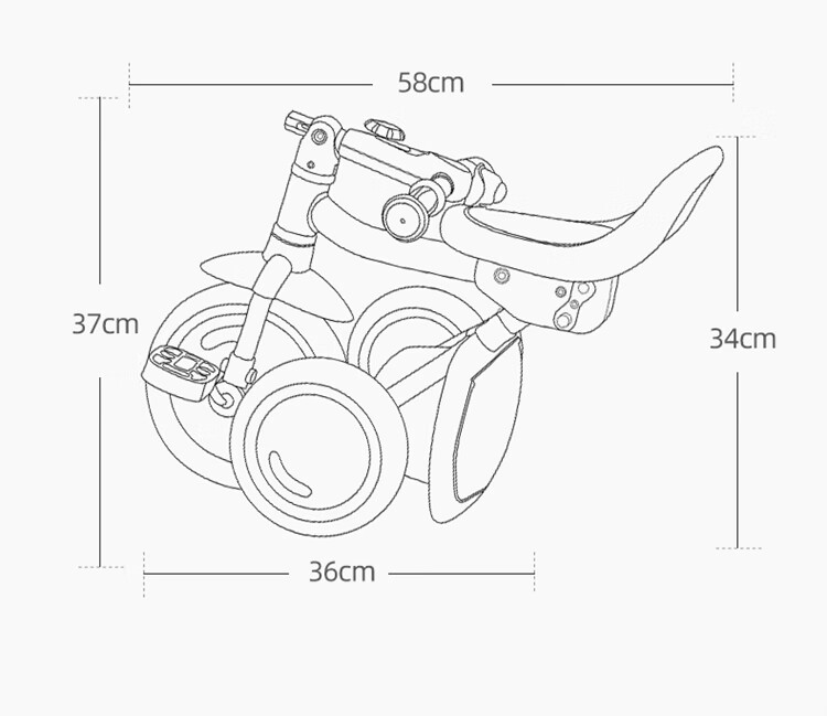 BABYJOEY British Children's Tricycle Pedal Bike Foldable Bicycle for Ages 1-5 Lightweight Kids' Bike TT61 with Handlebar 17