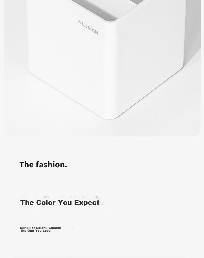Deli Simple Grid Pen Holder, Office Desktop Storage Box, Non-Slip Base, Thickened Double-Compartment Cosmetic Organizer, Office Supplies, Ivory White NS011 6