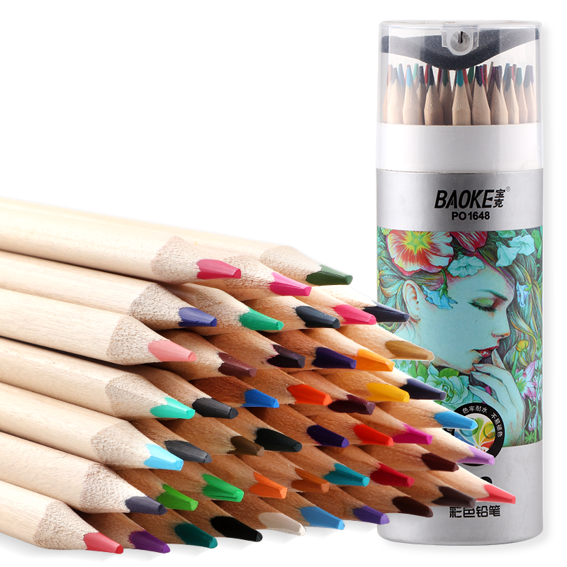 BAOKE PO1648, 48-Color Triangular Pencil Set, Drawing, for Students, Art Drawing, Layering Natural Colors, Non-Slip And Break-Resistant, in Paper Tube Packaging