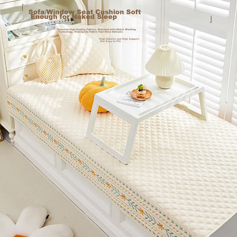 AVIVI Sofa Cushion, All-Season Sofa Cover, Non-Slip Sofa Slipcover, Bay Window Pad, 90*240 Cm, Floral Patter