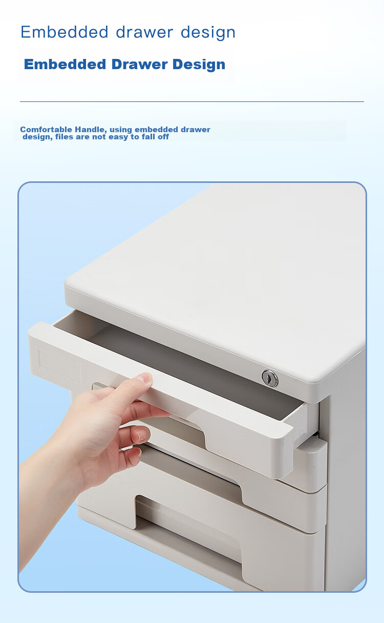 COMIX 4-Tier Lockable Desktop File Cabinet with Drawers, Plastic Storage Cabinet with Index Labels, Office Supplies, Gray B2251 2