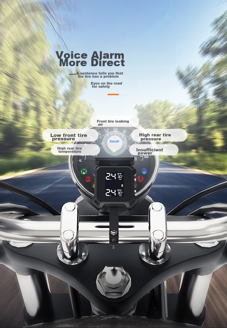 Victon Victon Motorcycle Tire Pressure Monitoring System, Electric Vehicle Solar-Powered Voice Alarm Tire Monitor 3
