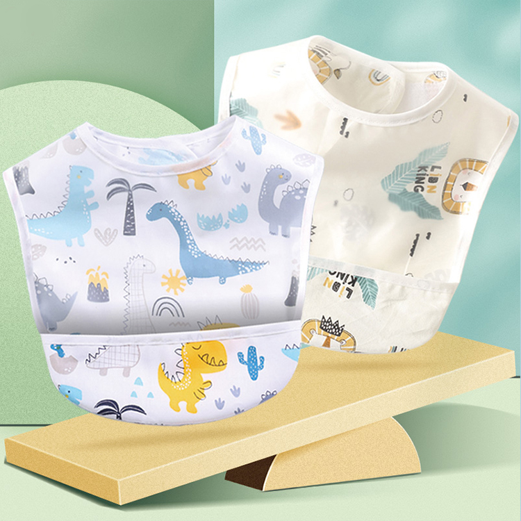 9I9 Baby Bib, Infant Feeding Bib, Pure Cotton Waterproof Anti-Dirt Drool Bib, Soft Eating Bib, Coverall, 2 Pieces A464 12