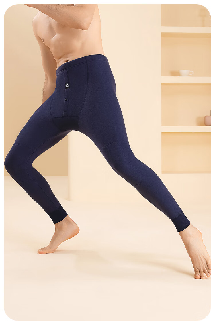 Hengyuanxiang Autumn New Lambswool Cotton Pants for Men, Warm Fleece-Lined Double-Layer Wool-Knee Protection Base Layer Pants, 3XL 4