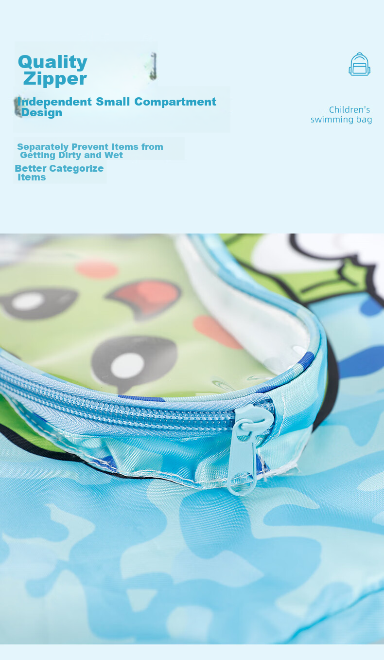 PEAK Children's Dry-Wet Separation Swim Bag, Sports Drawstring Fitness Portable Water-Resistant Storage Bag, Backpack 02 Blue 4