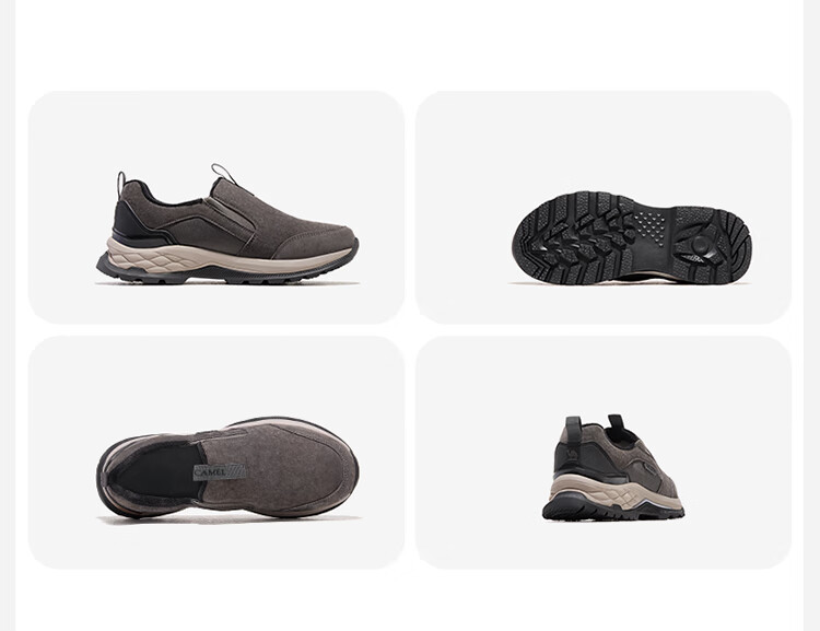 CAMEL Outdoor Casual Shoes, Winter Unisex Footwear, Non-Slip, Impact-Resistant, Wear-Resistant, Fleece-Lined, Warm Slip-On Shoes 12