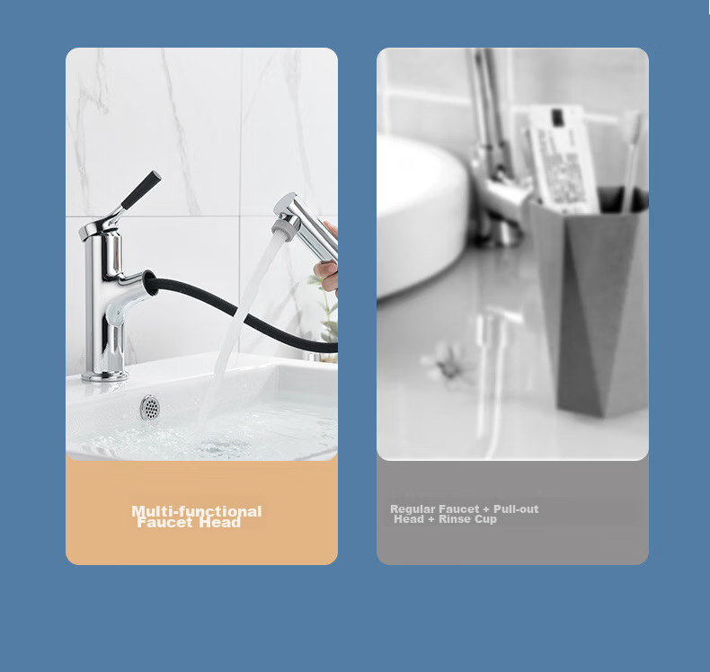 ARROW Gun-Gray Basin Faucet, Hot And Cold Washbasin Faucet, Bathroom Pull-Out Faucet AE4175MGG 5