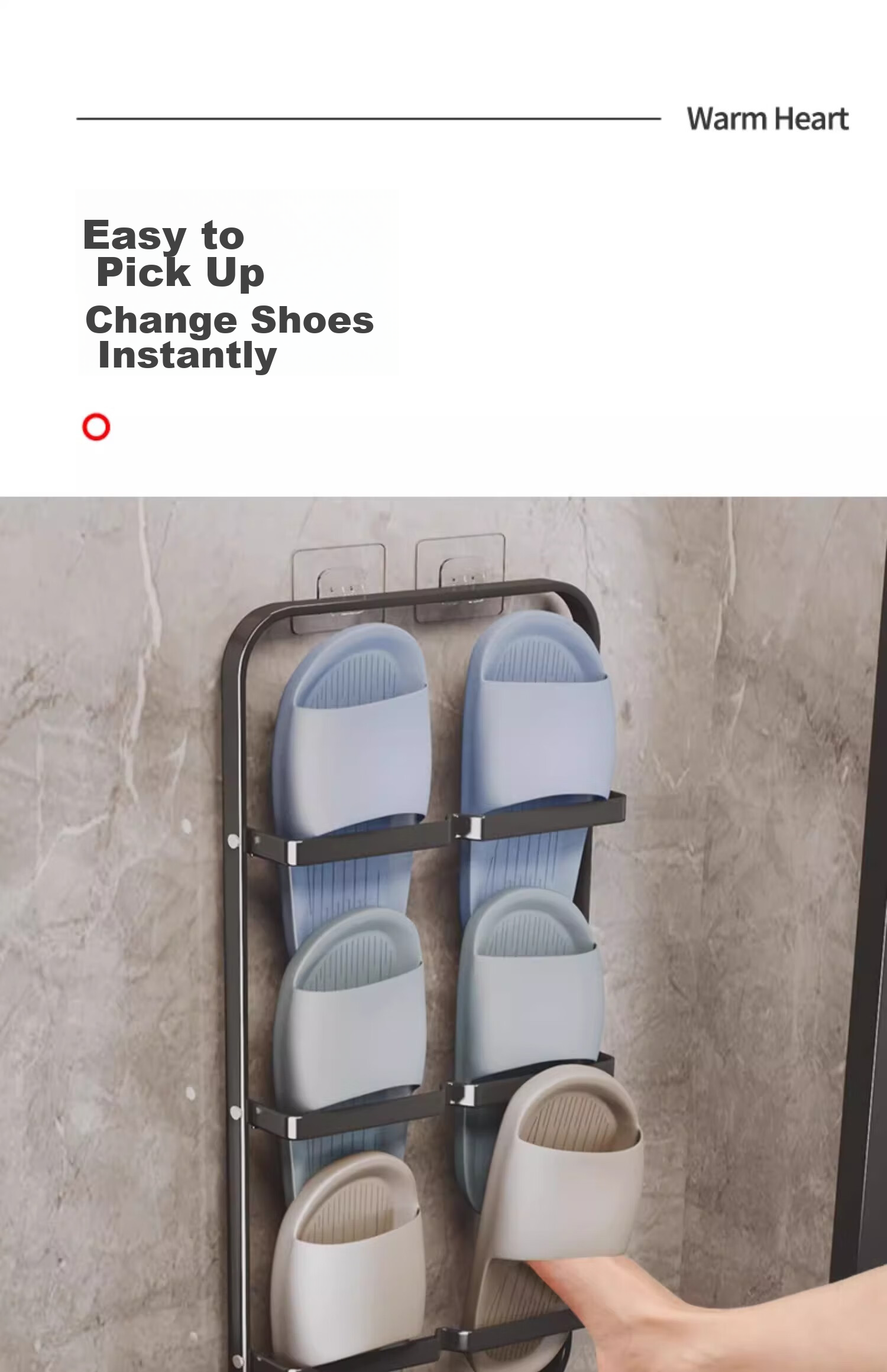 YOUQIN Bathroom Slipper Rack, No Drilling Required, Toilet Storage Shelf, Shoe Organizer, Wall-Mounted, Behind-Door, Water-Draining Hanger 5