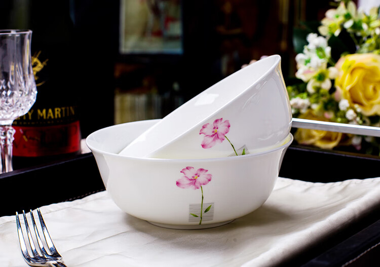 Remec Bone China Flower Good Moon Round 6-Inch Noodle Bowls, Set of 2, Rice Bowls, Soup Bowls, Medium Bowls 3