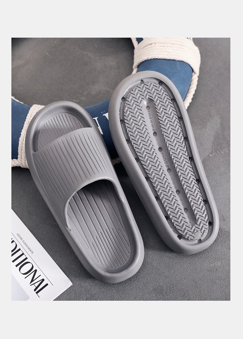 GUOLUOFEI Home Slippers for Men And Women, Summer Non-Slip Thick-Soled Couple Bathroom Shower Sandals, Blue-Gray, Size 44-45 2