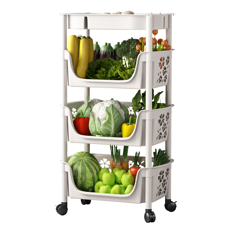 Leaijia Kitchen Storage Rack, Fruit And Vegetable Organizer, Floor-Standing Multi-Tier Shelf, Storage Rack for Home Use, Reinforced Vegetable Basket