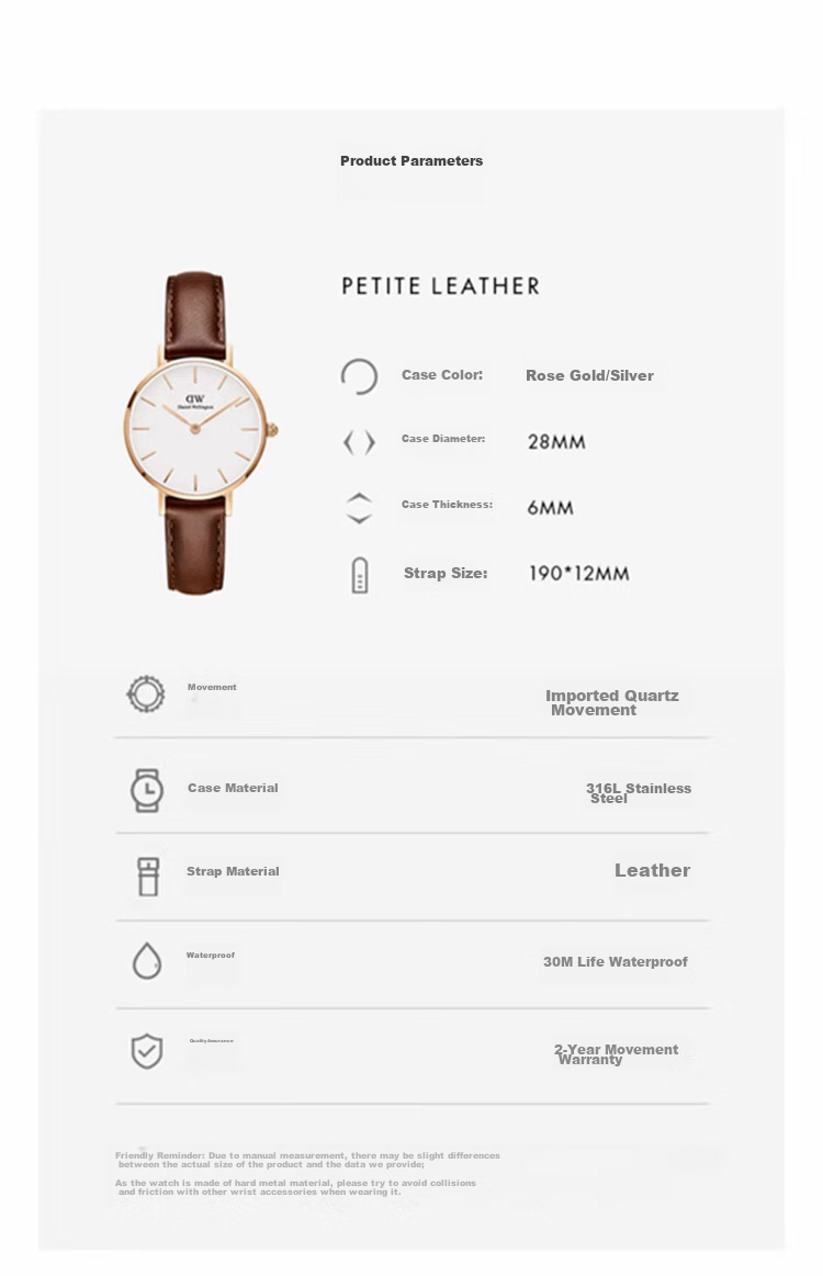 DanielWellington DW Ladies' Watch, Classic Leather Simple Fashion European And American Quartz Wristwatch, Birthday Gift for Girlfriend, DW228 4