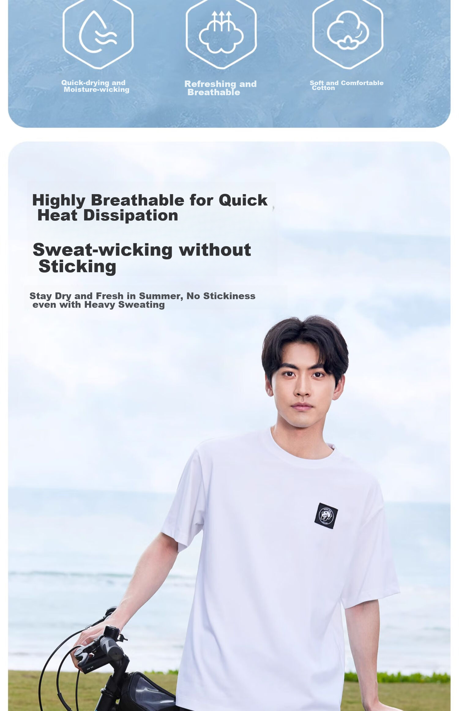 CAMEL Outdoor Unisex Casual Short-Sleeve T-Shirt, Round Neck, Cool And Breathable Top [Panda Collaboration], A34BA6K170 4