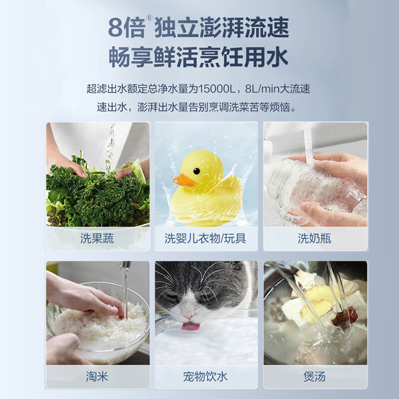 老板（Robam）净水器家用 600G大通量 强滤直饮水 独立烹饪生活水 双龙头洗喝全能/双效净水机PRU600-JV332A