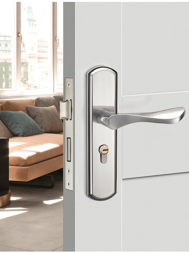 Chugong Door Lock, Interior Door Lock, Bedroom Door Lock, Stainless Steel Adjustable Wooden Door Handle Lock, Adjustable Panel, 125 Lock Body 4