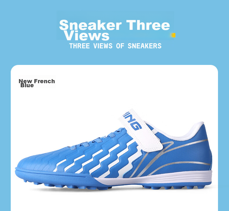 Li-Ning Children's Soccer Shoes for Ages 6-12, Molded Studs TF Professional Training Shoes for Elementary School Students, Big Kids Boys And Girls Velcro Sneakers Size 31 27