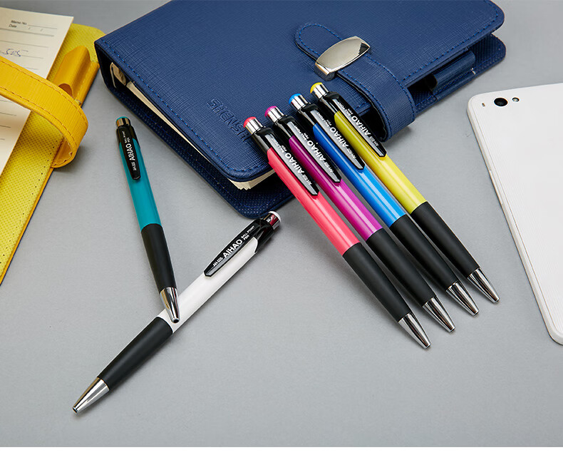 AIHAO [Back to School Essential] Retractable Ballpoint Pen 0.7mm Medium Oil Pen Bullet Tip Original Ball Pen Business Office Pen Student Blue Classic Ballpoint Pen 12 Pcs/box Ah505 7