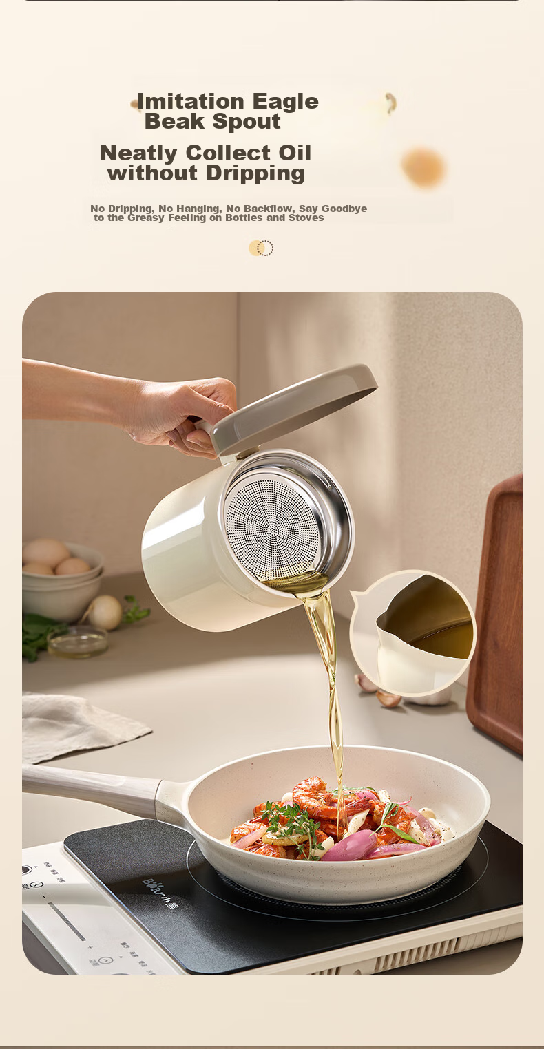Bear Oil Strainer Bottle, 304 Stainless Steel, with Filter Mesh, Lard Container, Large Capacity Kitchen Oil Bottle, Food-Grade Oil Container, 1.3L 9