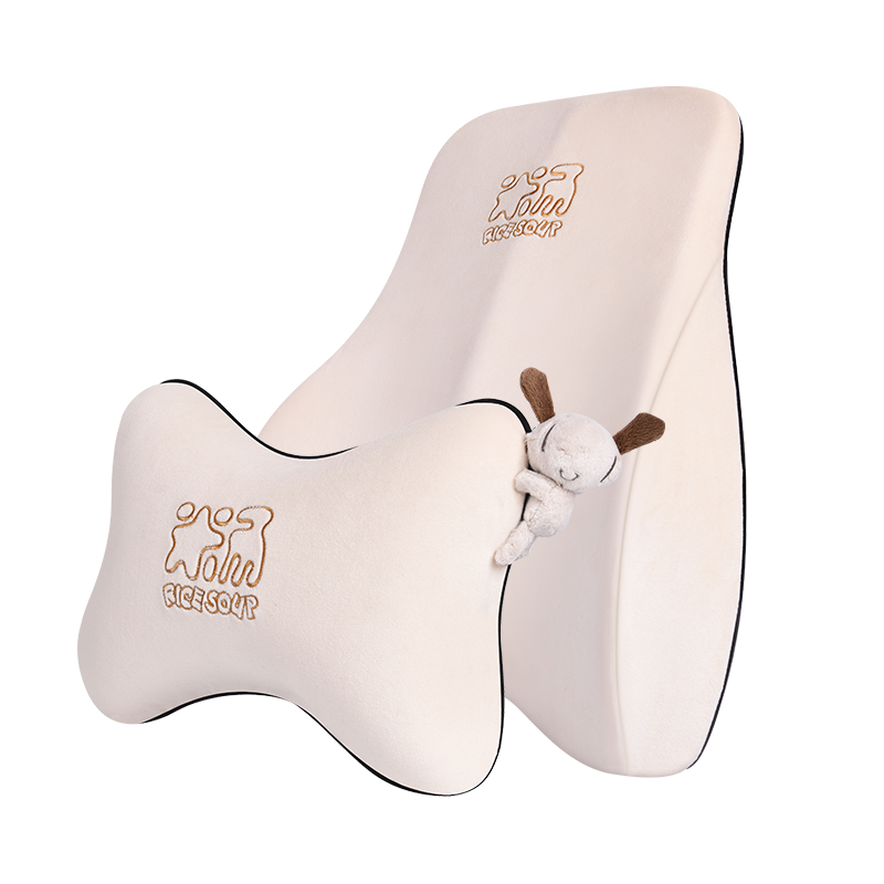 ICAROOM Car Headrest And Lumbar Support Set, Space Memory Foam Neck And Back Cushion for Office Chair Backrest