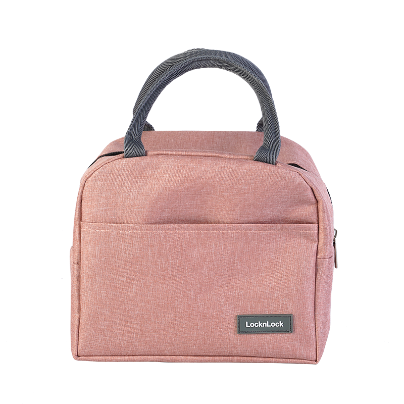LOCK&LOCK Lunch Box Bento Bag, Insulated Hot/Cold Food Container with Handle, Storage Bag for Office Workers, Pink