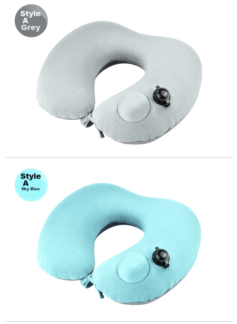WELLHOUSE Summer Travel Neck Pillow Set of 4 with Eye Mask, Storage Bag, U-Shaped Pillow, Portable Nap Aid, Gray 14