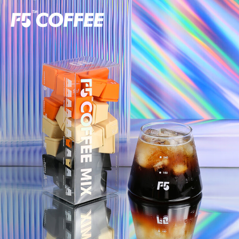 F5速溶冷萃黑咖啡 美式香草拿铁冷萃风味混合冻干咖啡粉 30颗*2g