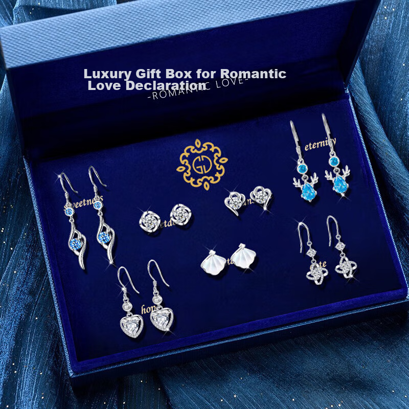 Dijing 999 Sterling Silver Earrings for Women, 2026 New Style Weekly Stud Earrings Gift Box, Birthday Present for Girlfriend, High-End Ear Jewelry