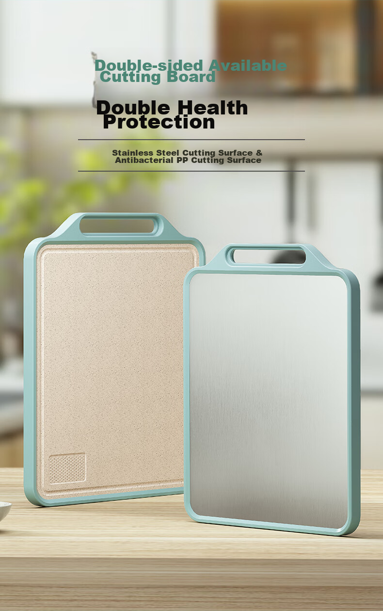 PINYU Cutting Board, Household Antibacterial And Anti-Mold Chopping Board, Double-Sided Sticky Board, Kitchen Stainless Steel Cutting Board, Fruit Knife Board, Butcher Block 1