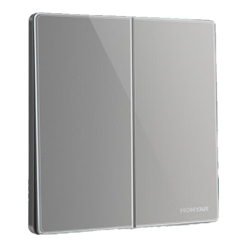 Hongyan E4 Series Two-Opening Multi-Control Steel Frame Backboard Glass Surface Anti-Oxidation Gray Switch Socket