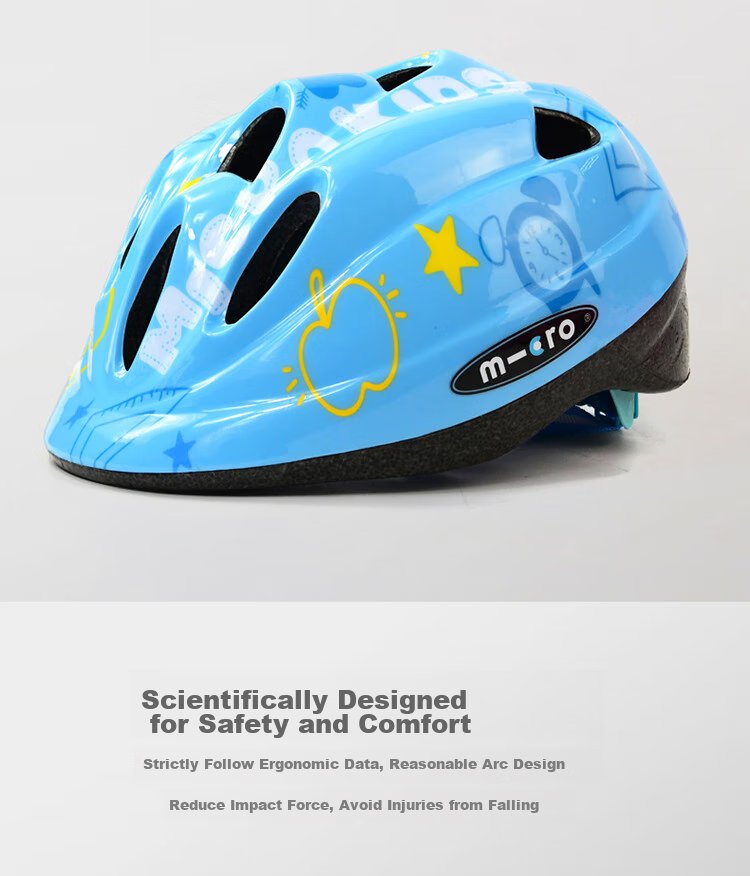 Micro Maiguo Children's Helmet, Roller Skating Protective Gear, Ice Skating And Cycling Hand Guards, Elbow Pads, Knee Pads, FLY Blue Package, Size M 4