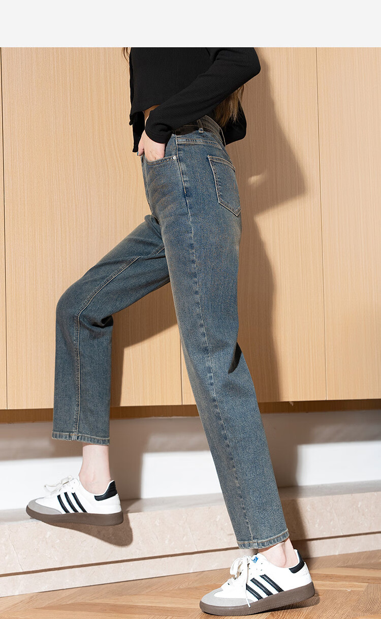 TonLion 2025 Women's Vintage Slim-Fit Straight-Leg Jeans, Vintage Blue, Size 25 5