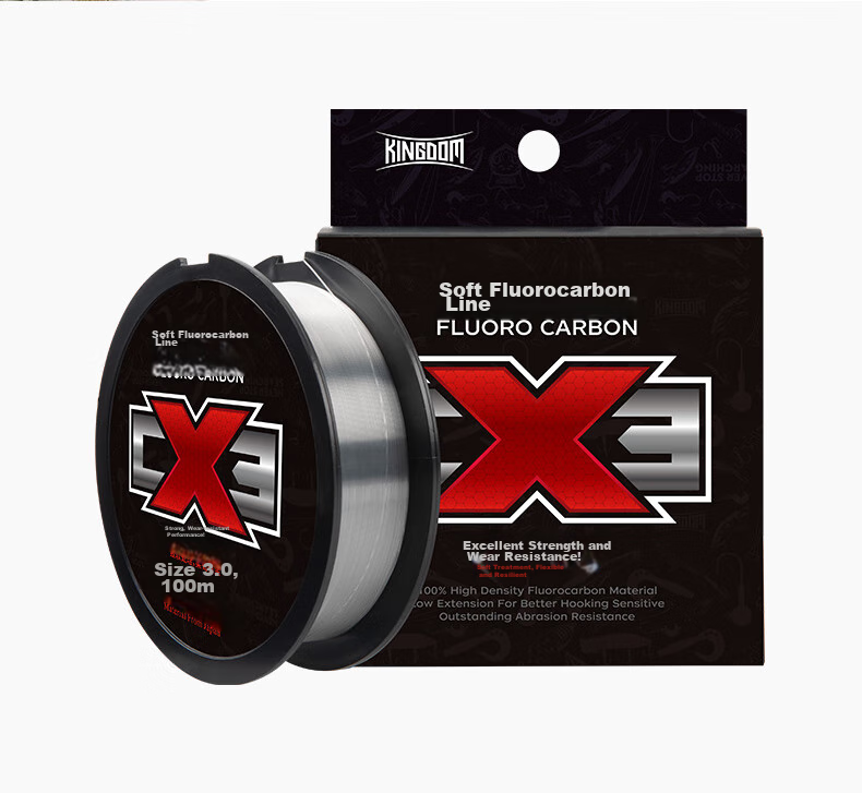 Guowangliya Fishing Line, Carbon Fiber Leader Line, Sub-Line Softening Teflon Line, 100 Meters Main Line, Anti-Bite Wear-Resistant, Size 2.0 9