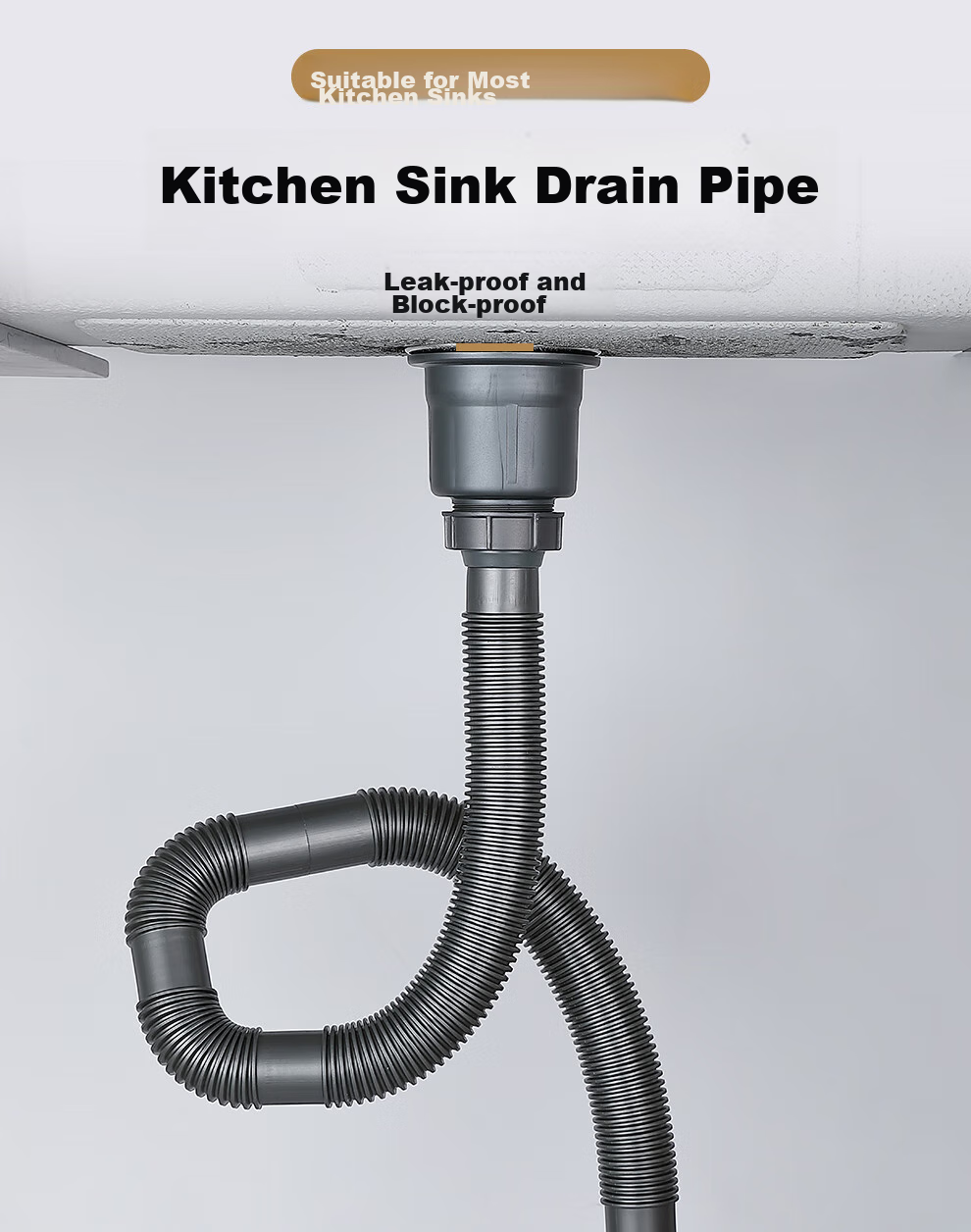 Larsd 9120 Kitchen Sink Drain Pipe, Extended Pipe, Vegetable Washing Basin And Dishwashing Sink Extended Drain Pipe, Extension Accessory 1