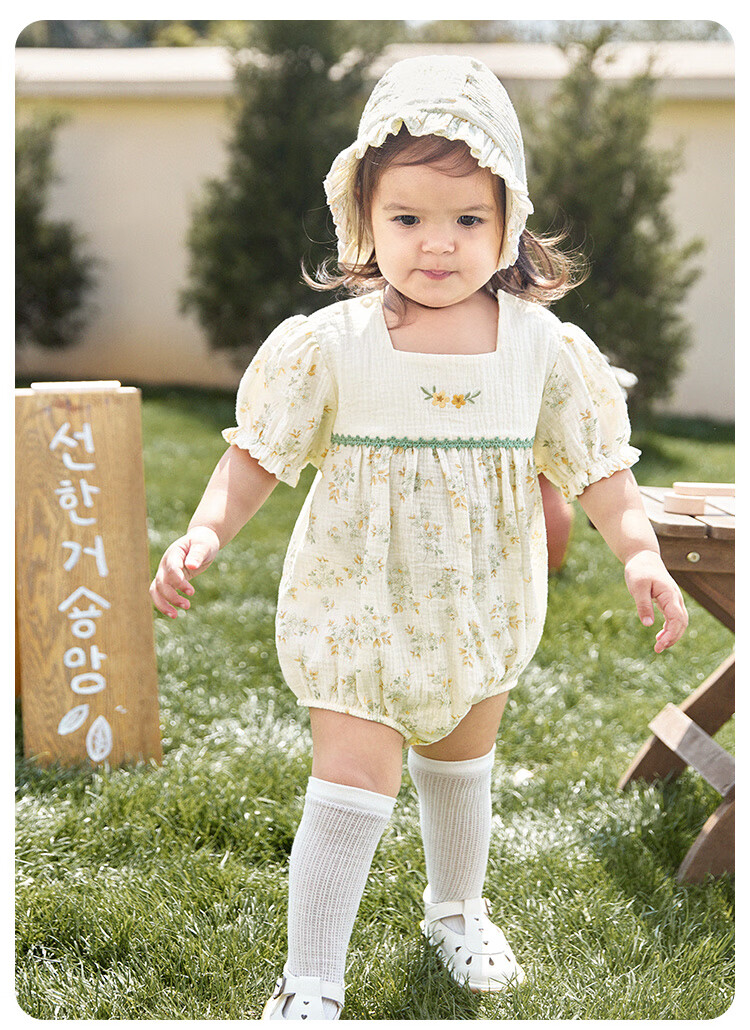 Wismorni Baby Girl Short-Sleeve Bodysuit, Summer Thin Style, Infant Cute Clothing, Onesie, Summer Outfit 6
