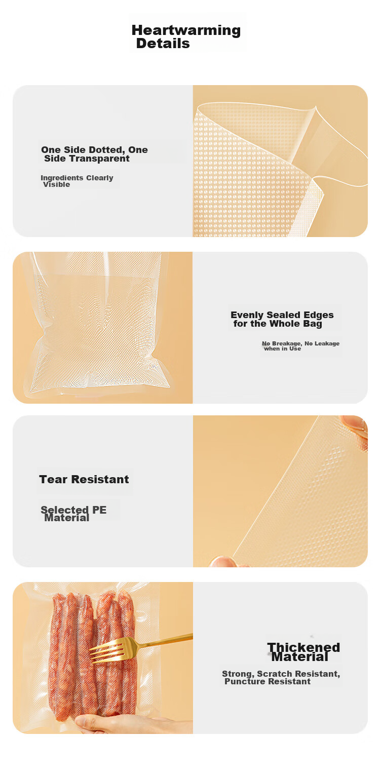 JD Original Vacuum Bags, Vacuum Sealing Machine, Vacuum Compressed Sealing Bags, Thickened Mesh, 20*30cm (60 Pieces) 15