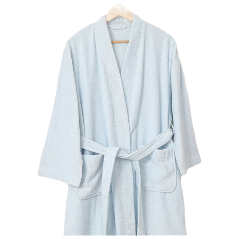 KING SHORE Bathrobe, Pure Cotton Robe, Five-Star Hotel All-Season Home Use Couple Bathrobe, Blue XL